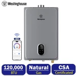 Westinghouse 120,000 Btu 5.1GPM Natural Gas Tankless Water Heater App Control New. Price: $749.99.